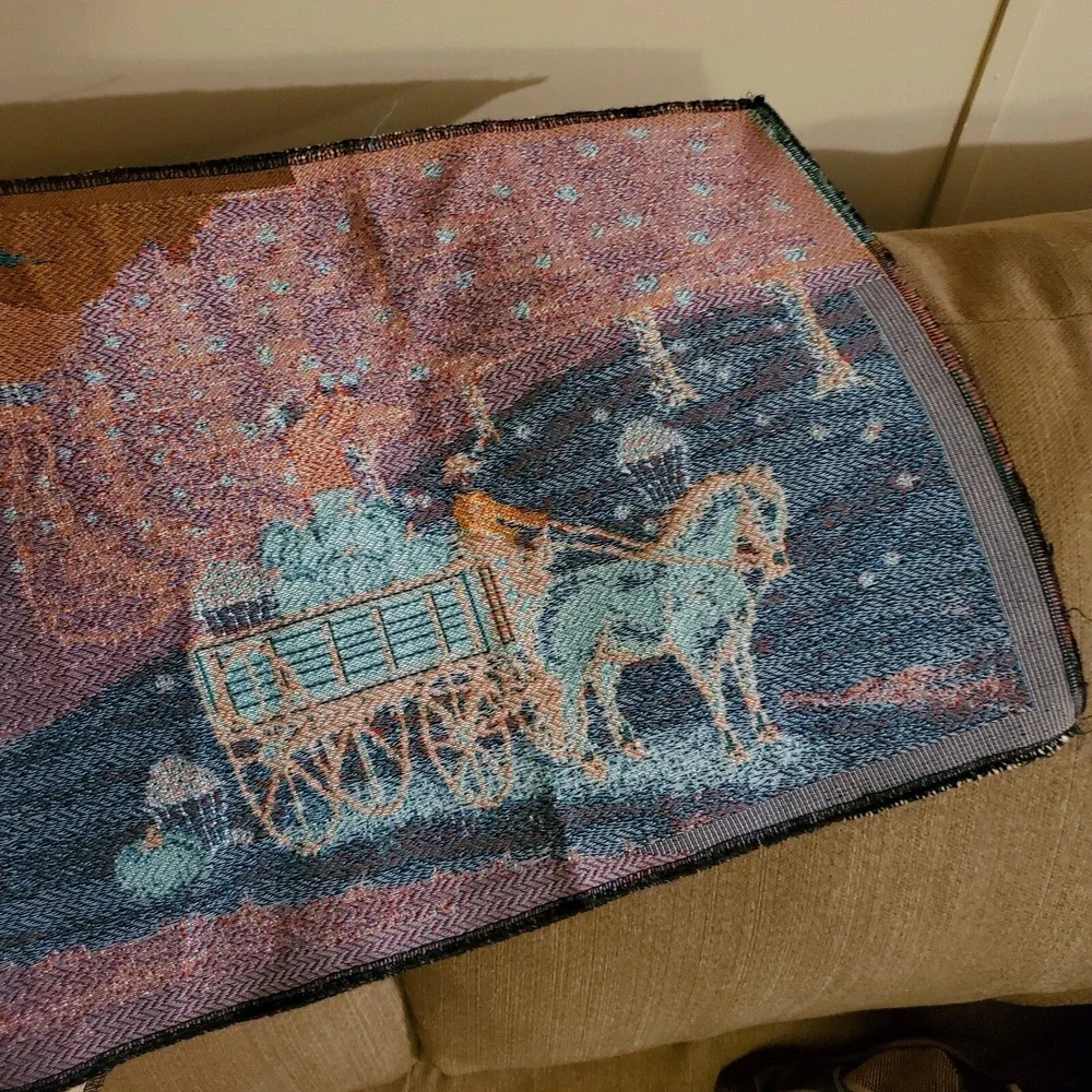 Vintage Woven Tapestry Country Scene 34